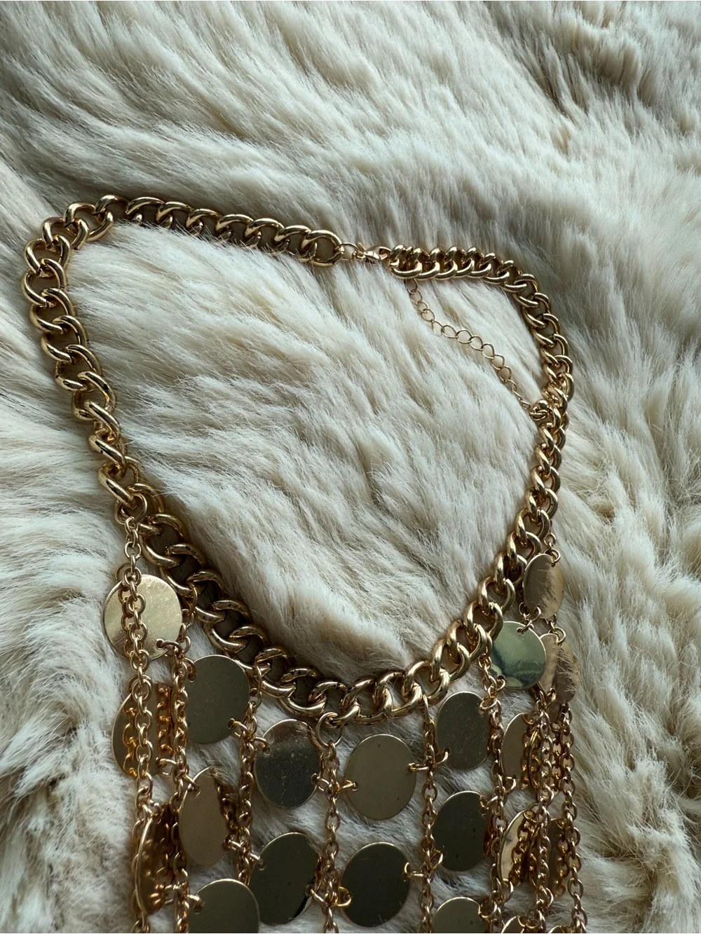 Gold Statement Disco Mesh Bib Necklace